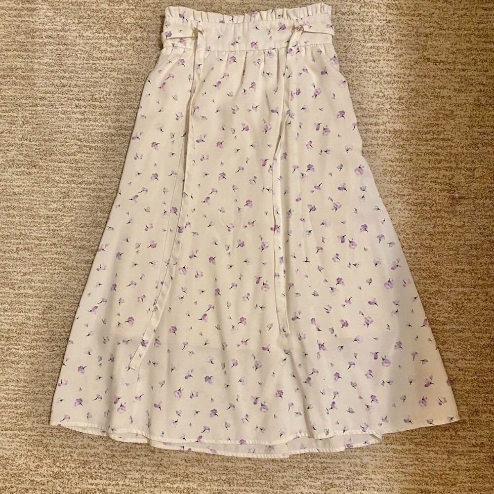 Majestic Legon floral skirt - White/Lavender/Baby Blue